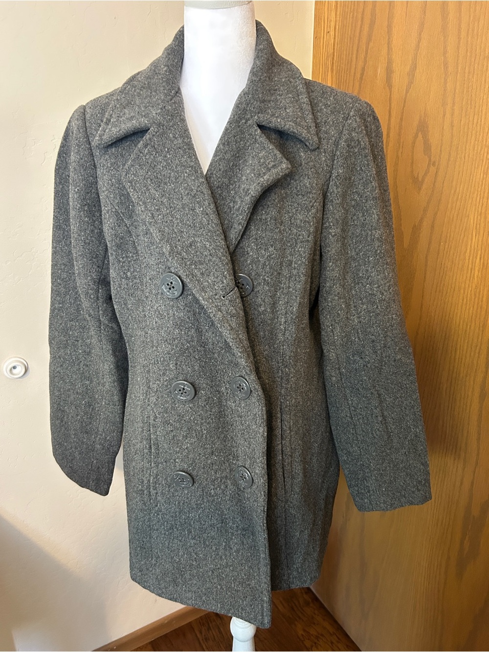 Centigrade 100% Wool Peacoat Gray Double Breasted Coat Women’s Small